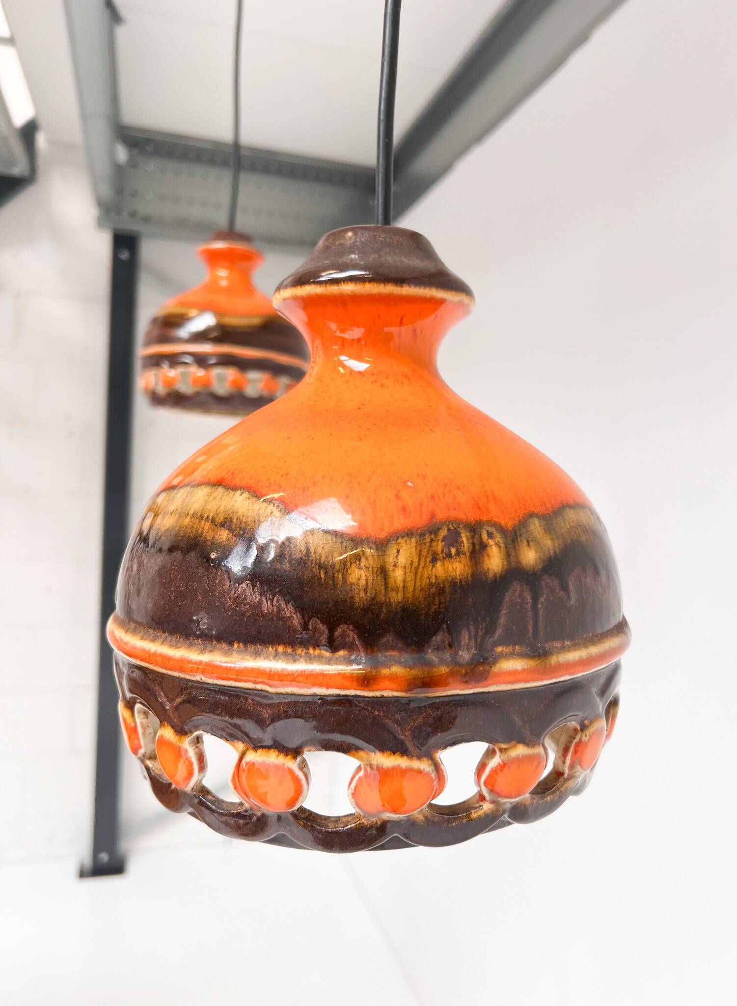 Set of 2 ceramic ceiling lamps by PAN Leuchten, 1970s