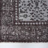 4x7 Turkish Floral Gray & Black Vintage Rug, 124x208Cm