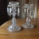 Pair of large Baccarat crystal candlesticks with pendants, a rare choice.