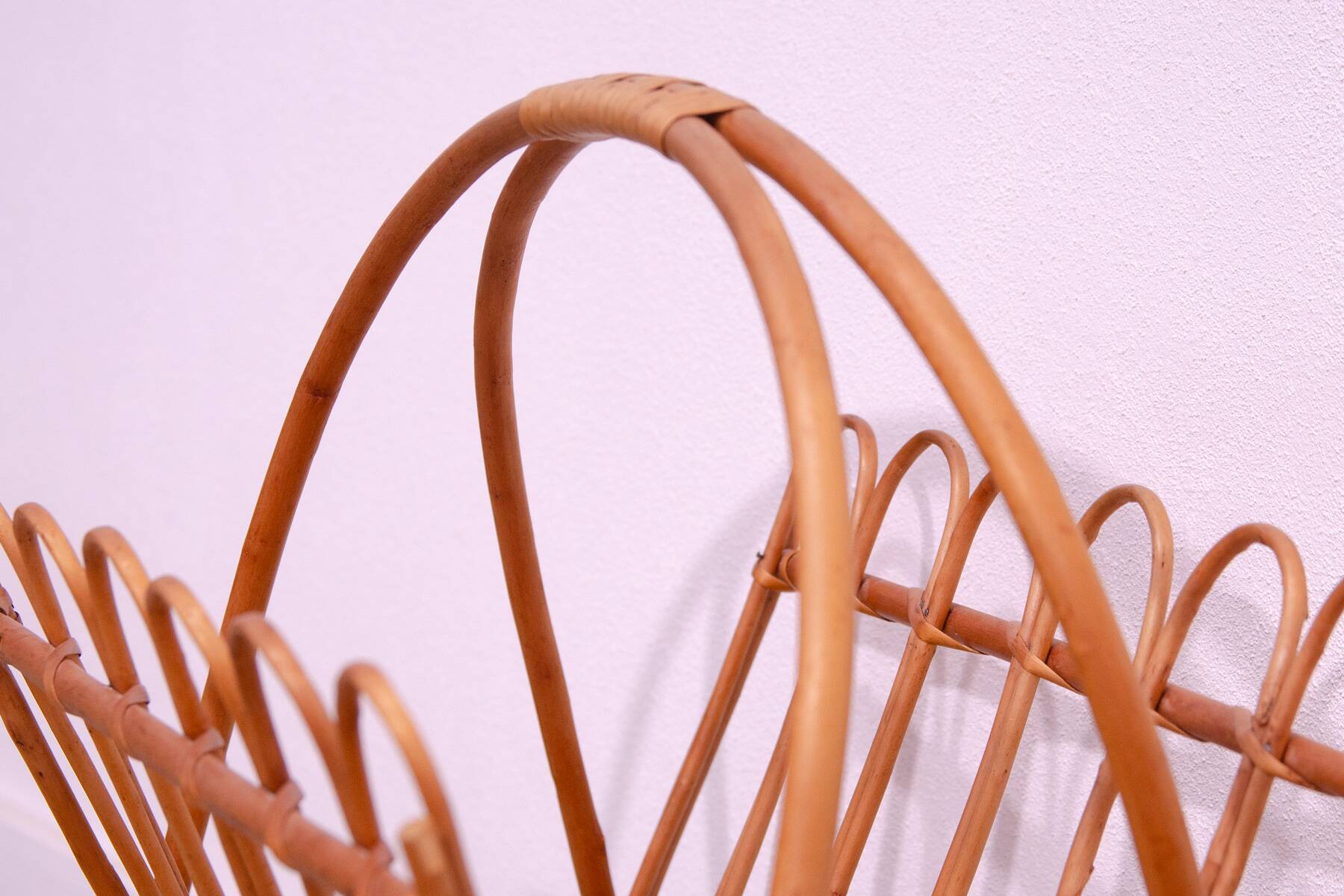 Mid century rattan magazine rack by Jan Kalous for ÚLUV, 1960´s, Czechoslovakia