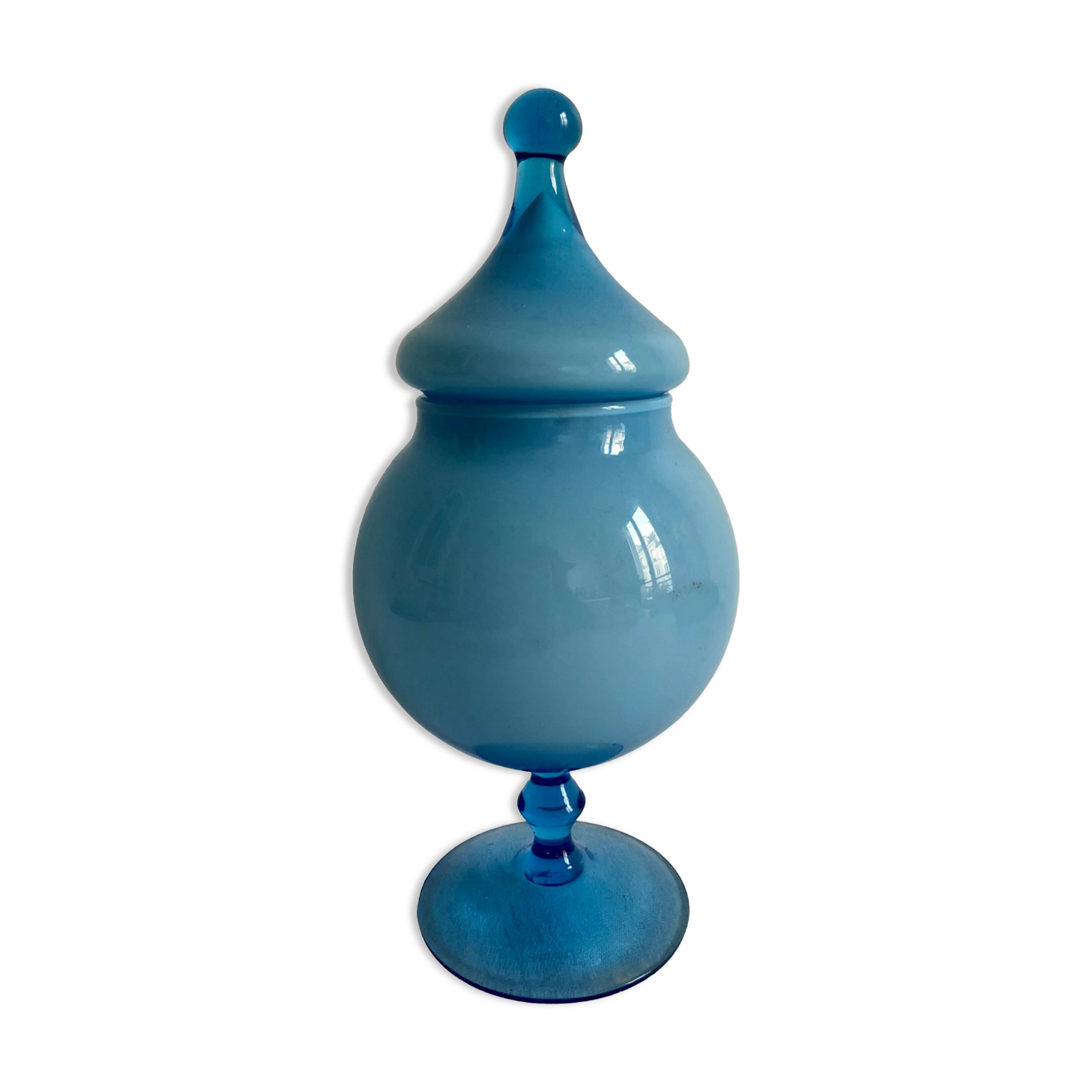 Blue opaline cup, bathroom decoration