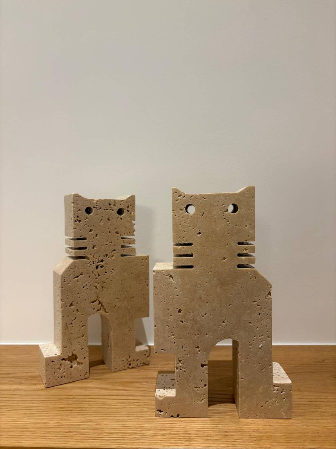 Paire de chats en travertin, Fratelli Mannelli, Italie, 1970s