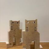 Paire de chats en travertin, Fratelli Mannelli, Italie, 1970s