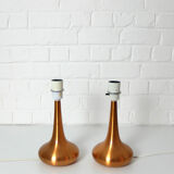 Pair of table lamps Orient copper finish Jo Hammerborg for Fog & Morup, Denmark, 1960s