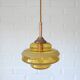1 of 2 hand blown amber glass pendant lamp / redesign vintage hanging light