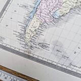 South America, antique map, printed in 1852. Authentic.