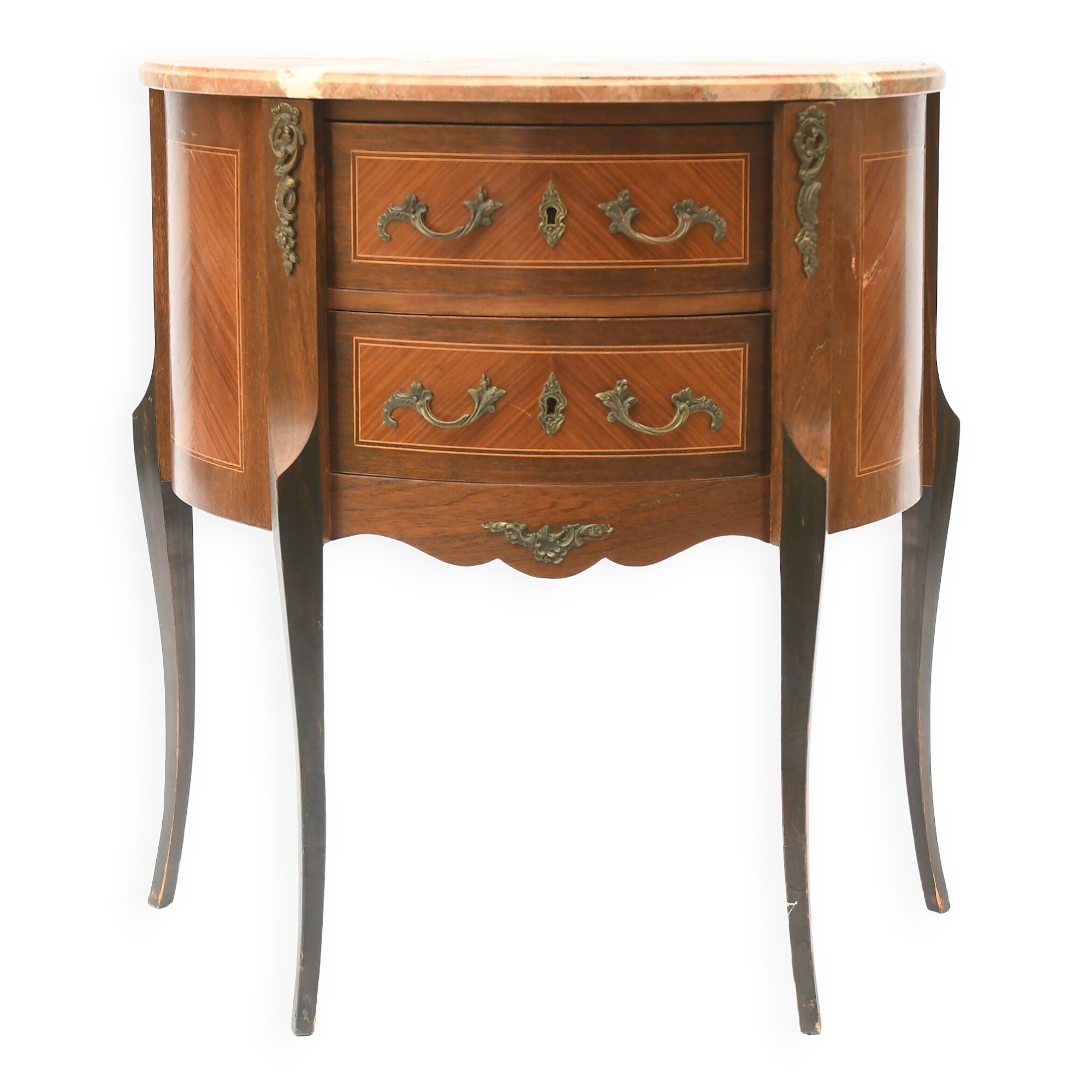 Transition style half-moon chest of drawers