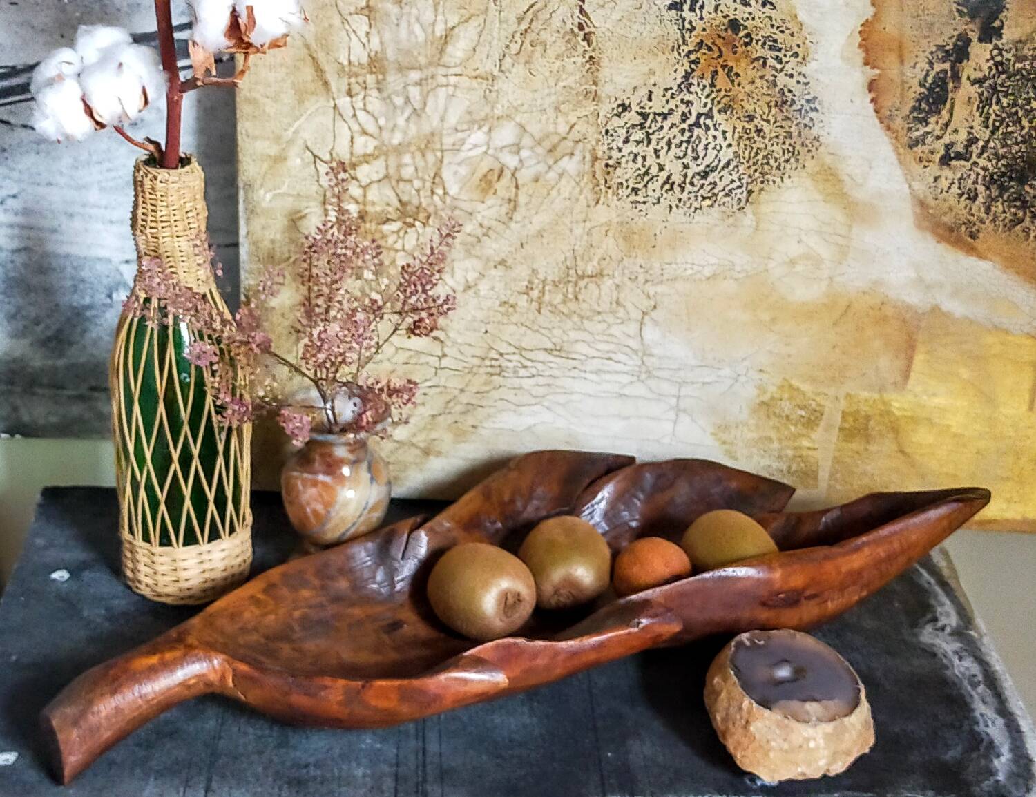 Antique XXL carved solid wood leaf cutter