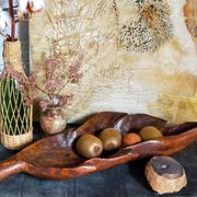 Coupe feuille en bois massif sculptée XXL ancienne