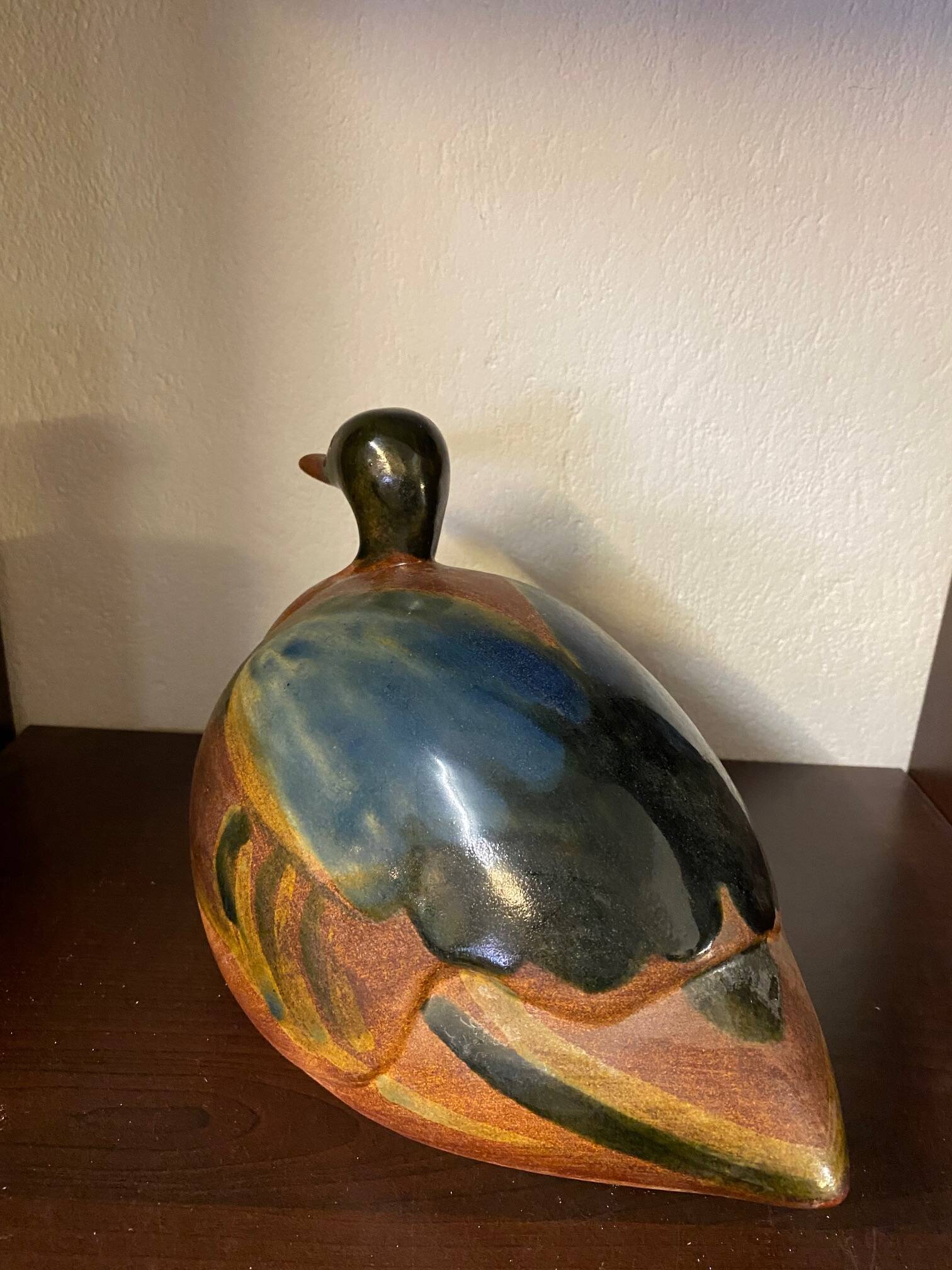Ceramic duck sculpture signed jean marc bullot