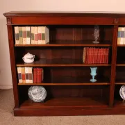 Large Open Mahogany Bookcase Of2.41 Meters Long—19th Century