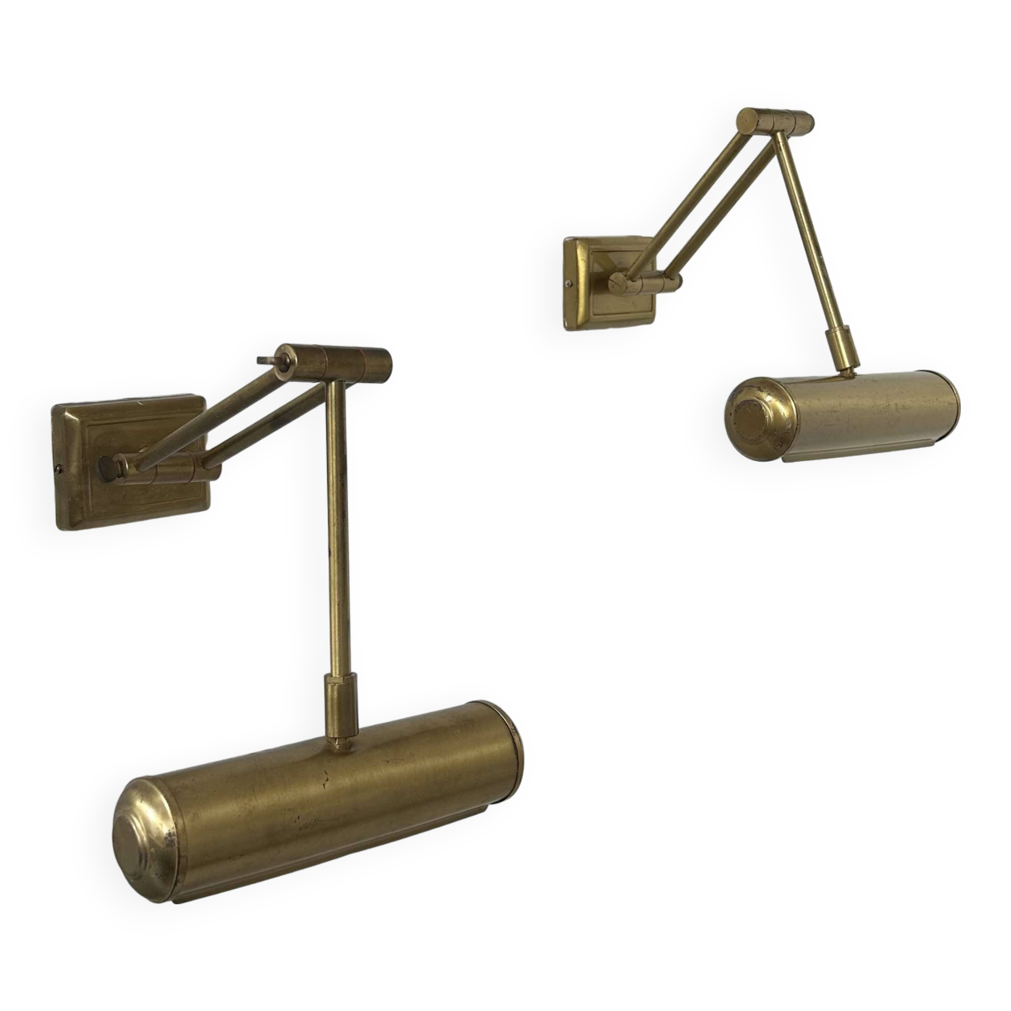 Paire d'appliques orientables, laiton patiné, France 1970
