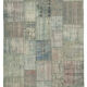 Handwoven turkish contemporary 204 cm x 304 cm grey patchwork carpet