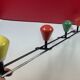 Round iron coat rack and wooden hooks 59 cm