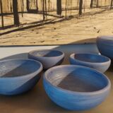 Set of 9 ceramics 60, 70'S, Jean Pierre Gasnier, Salad bowl and cups