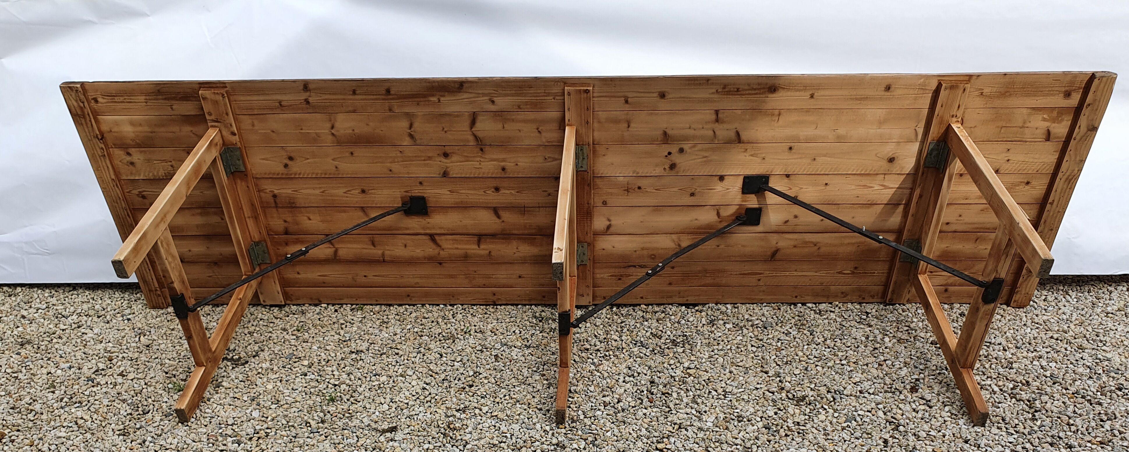 Folding country table dark patina