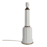 White Opaline Glass & Brass Heiberg Table Lamp, Denmark, Mid-19th century