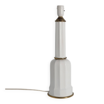 Lampe de table Heiberg en verre opalin blanc et laiton, Danemark, milieu du XIXe siècle