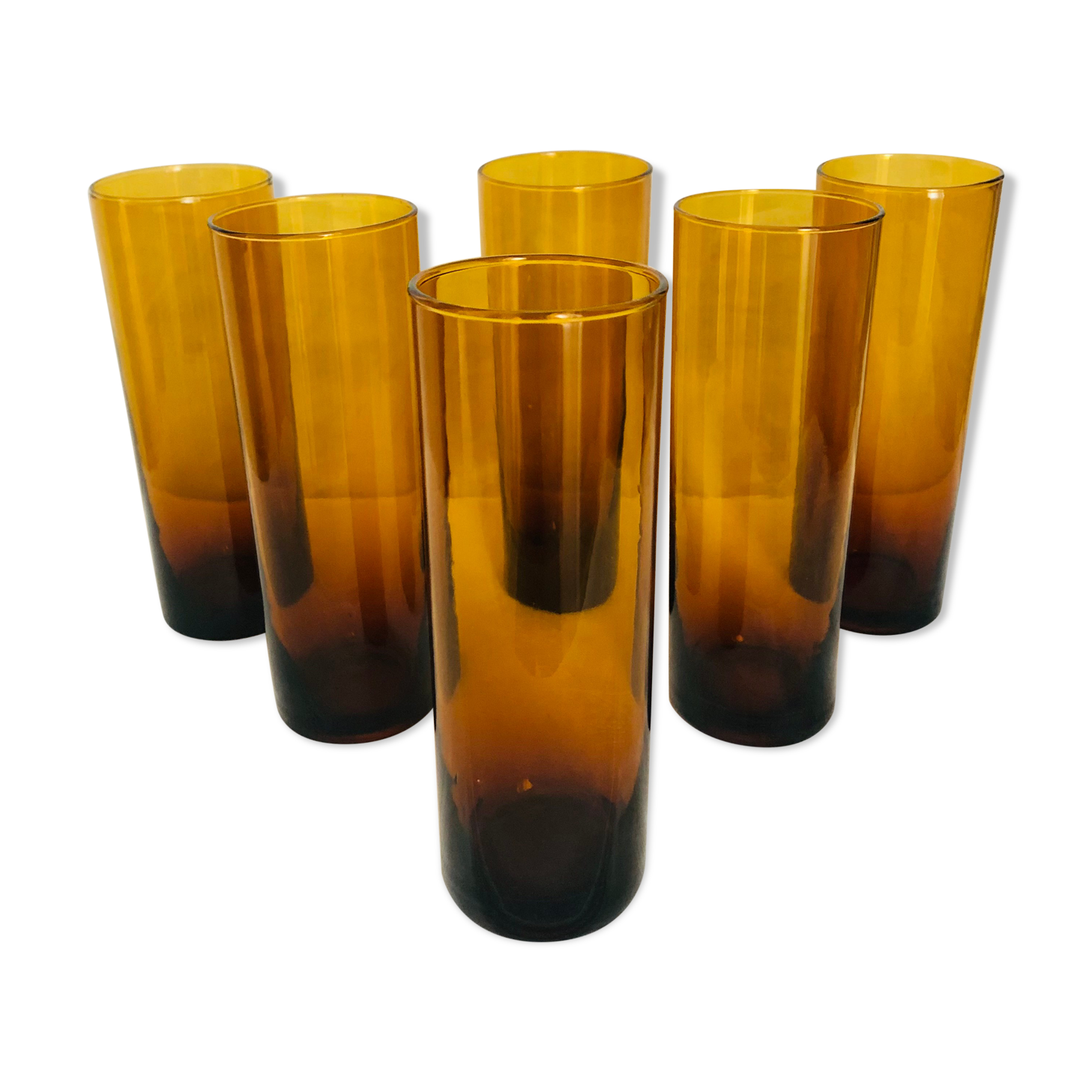 Orange glasses, amber glass long drink
