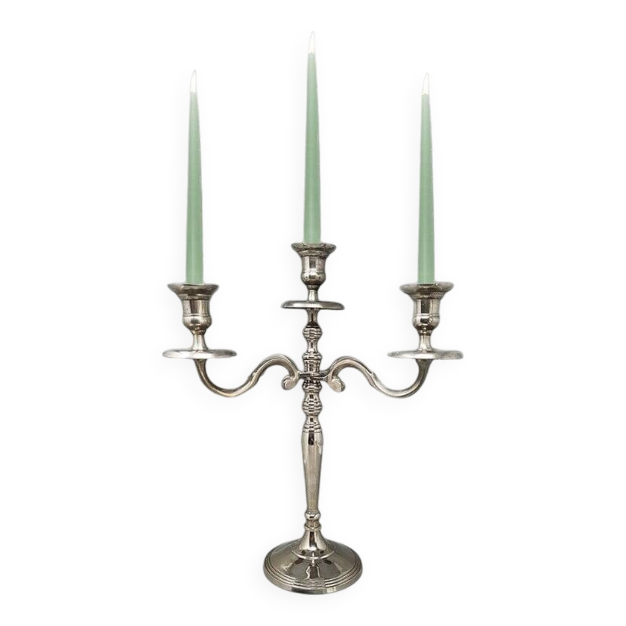 1950s Stunning Candelabra for Three Candles in Stainless Steel. Handmade. Made in Italy