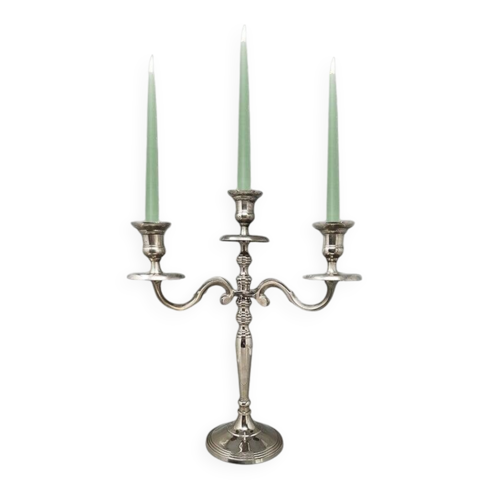 1950s Stunning Candelabra for Three Candles in Stainless Steel. Handmade. Made in Italy