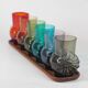 Mid-century rainbow glass set: 6 Finnish style glasses, by Kaj Franck & Lasi.