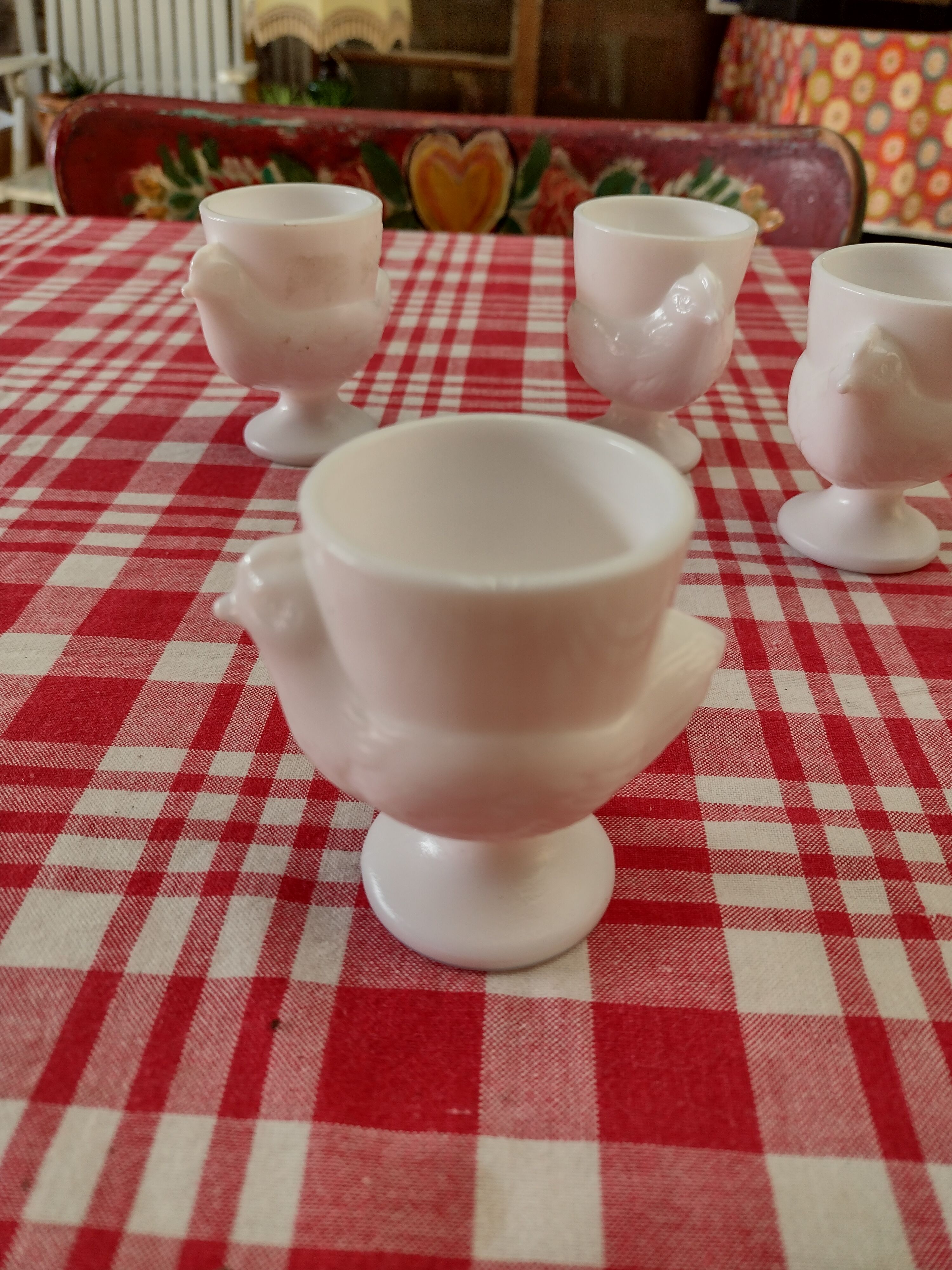 4 coquetiers opaline hen