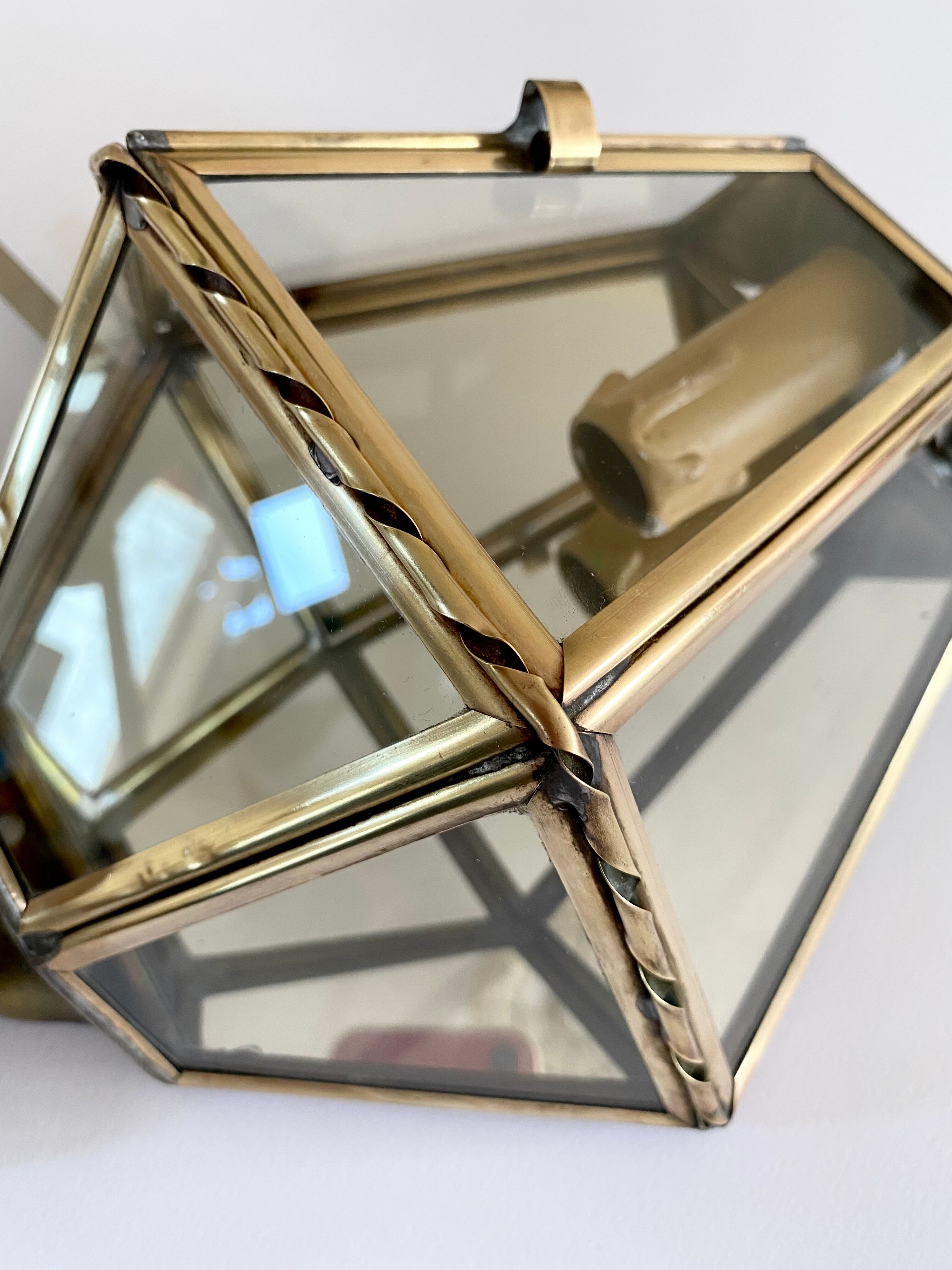 Mirror wall lamp, brass 50s