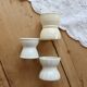3 mismatched vintage diabolo egg cups in earthenware