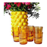 Set of 8 Lever amber glasses