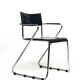 Vintage Cantilever Black Leather and Chrome Armchair , Set of 4
