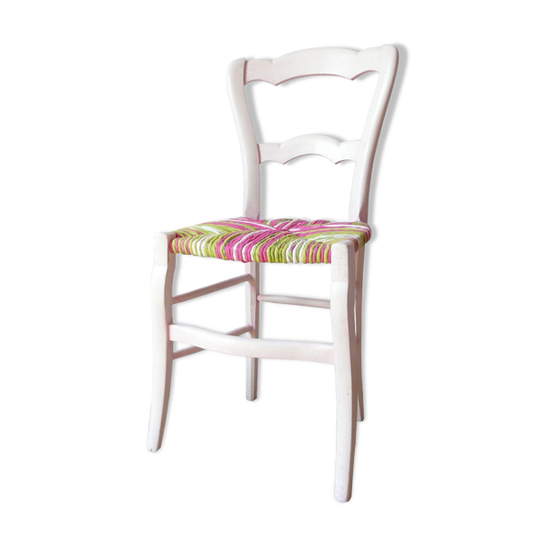Chaise paillée en torons de tissus