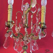 Paire de girandoles à pampilles cristal avec armature bronze
