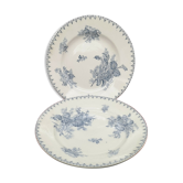 Pair of round dishes in Sarreguemines earthenware model Flore.