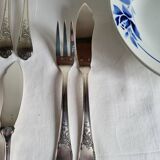 12 silver-plated metal fish cutlery pieces by Guildar, 24 pieces.
