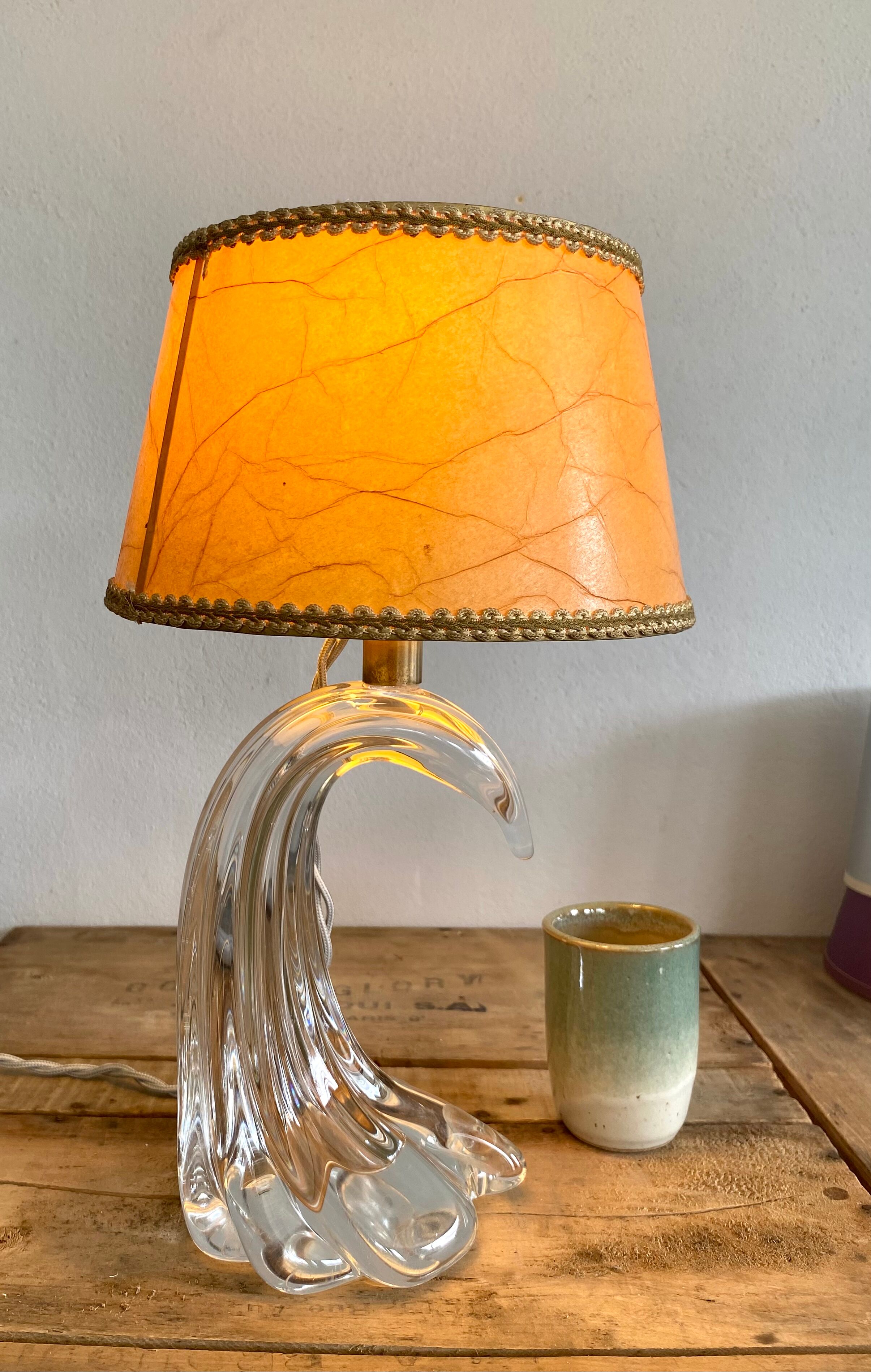 Moulded glass lamp, fabric cable 2 m
