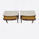 Pair of Neoclassical Style Marble and Mahogany Bedside Tables