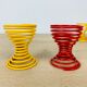 6 coquetiers ressorts métal rouge et jaune vintage