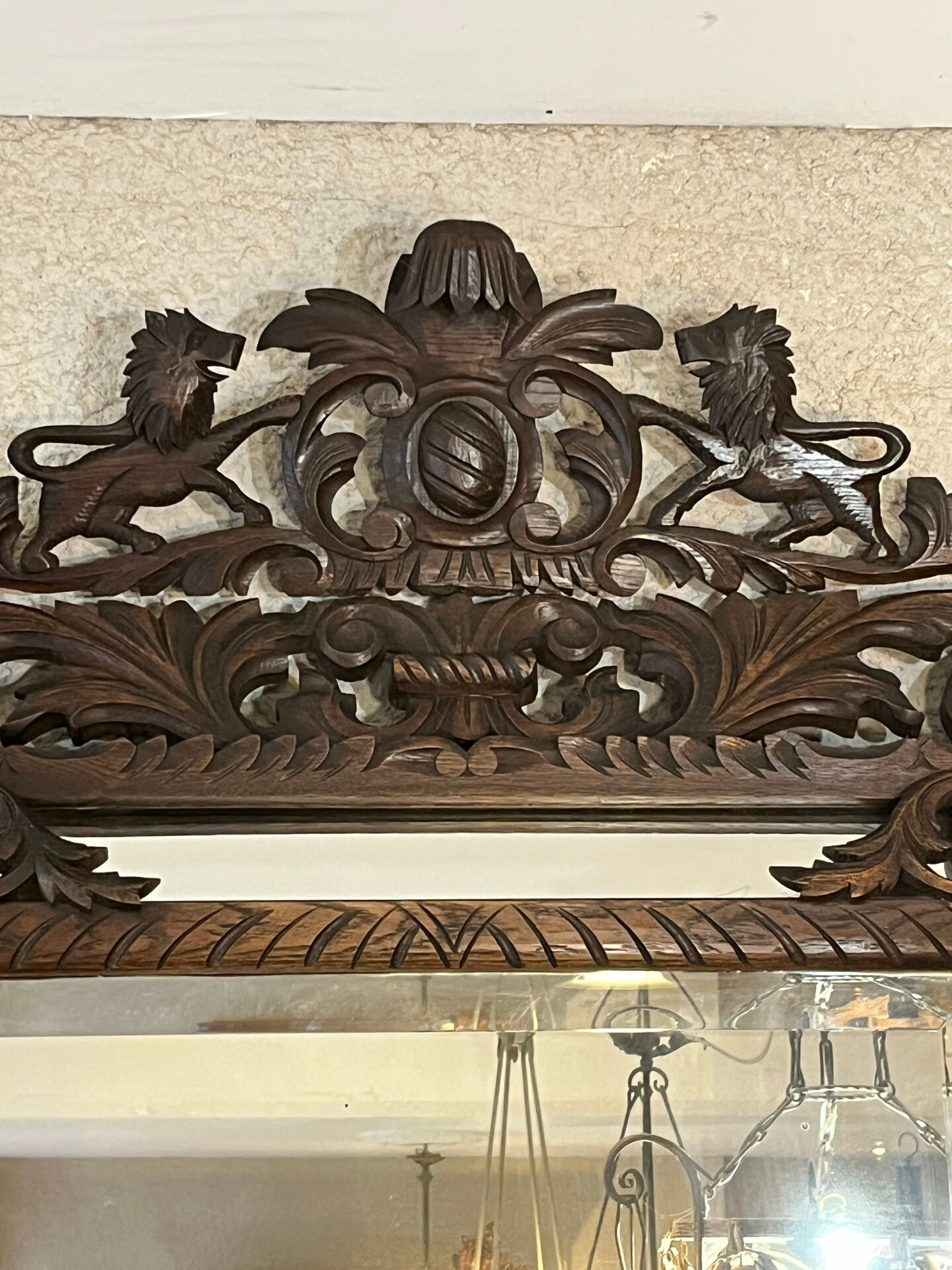 Miroir ancien chêne sculpté - Style Henri II
