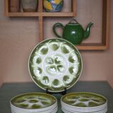 Service plate ceramic shells Orchies Moulin des Loups X11 and a large dish, oyster plate