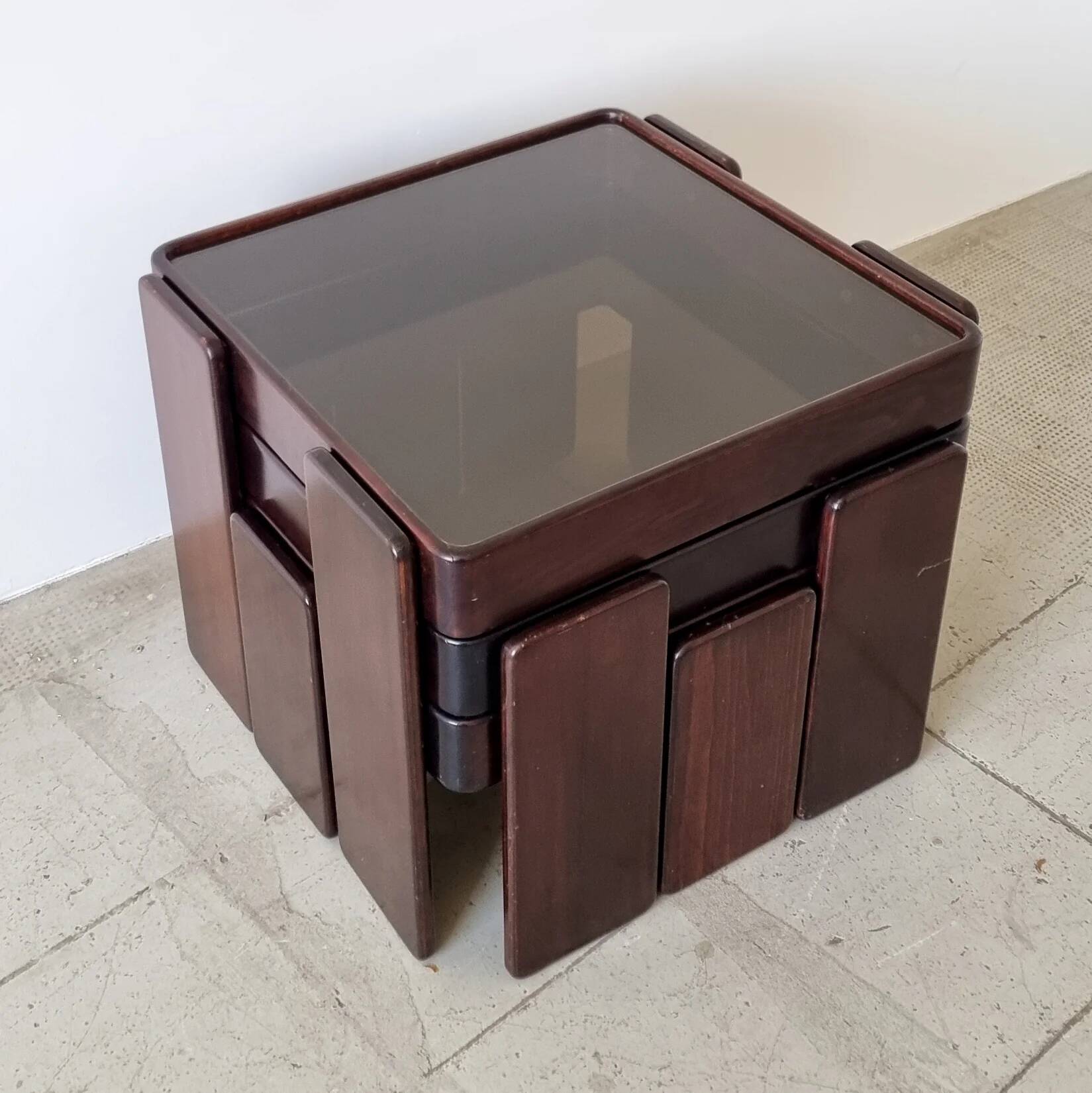 Stackable nesting tables by Gianfranco Frattini for Cassina (set of 3)