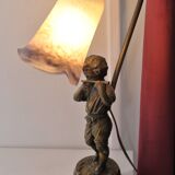 Lampe en bronze "Farbel" avec joueur de flute