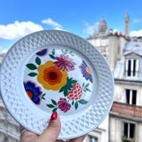 1980s dessert plates stamped Bavaria Schrirnding flower pattern mod funky