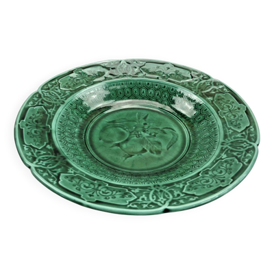 Compotier coupe sur piédouche émaux ombrants Sarreguemines majolica