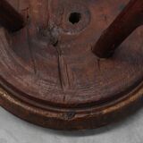Rustic Wabi Sabi style solid oak tripod stool, France ca. 1850