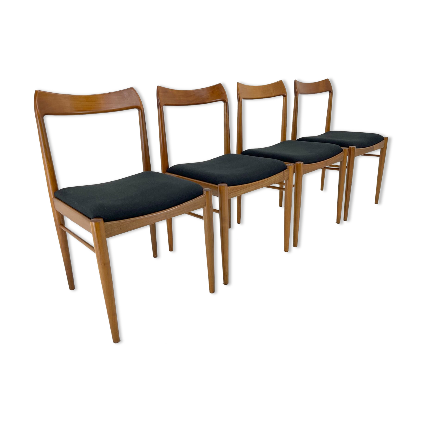 Set of four danish dining chairs, carefully refurbished.