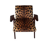 Fauteuil de Dolnośląskie Fabryki Mebli, 1960s Leopard Print Velvet Bun