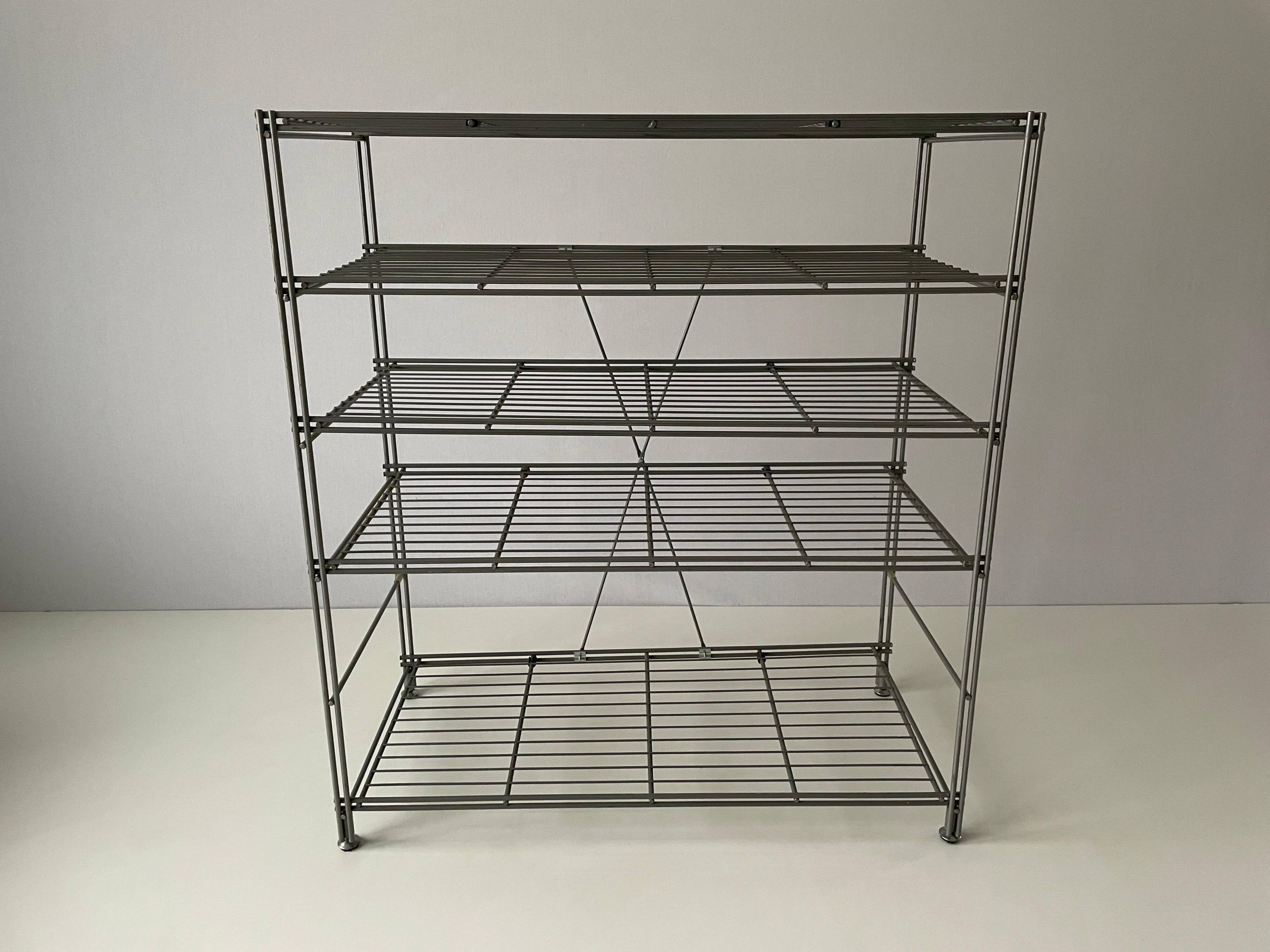 Free-standing industrial shelf with a metal structure, 4 shelves, 1960s, Germany.