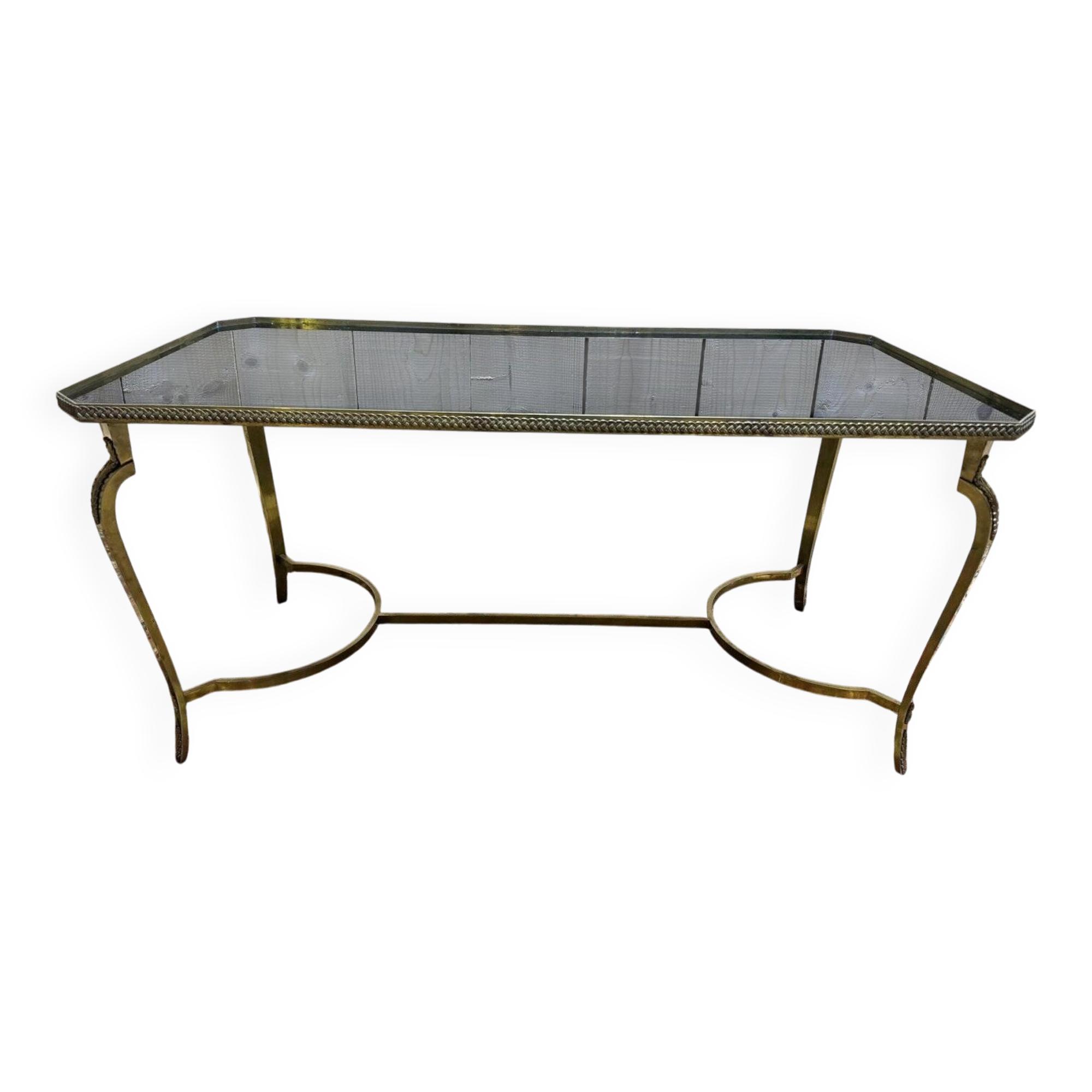 Neoclassical style coffee table with glass