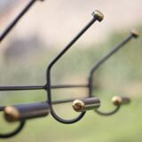 Vintage metal coat rack, wall-mounted coat rack with 4 vintage hooks